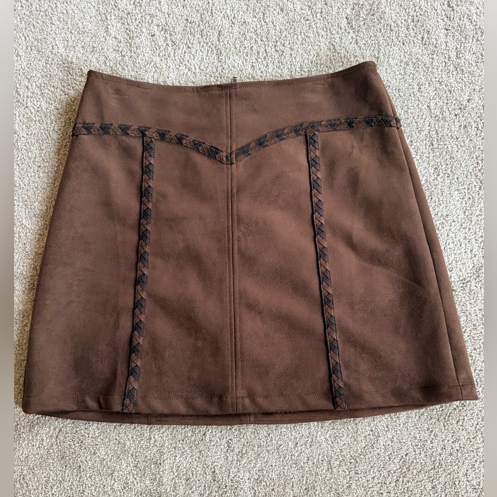 Maeve Faux-Suede Whipstitch A-Line Mini Skirt - Picture 4 of 6